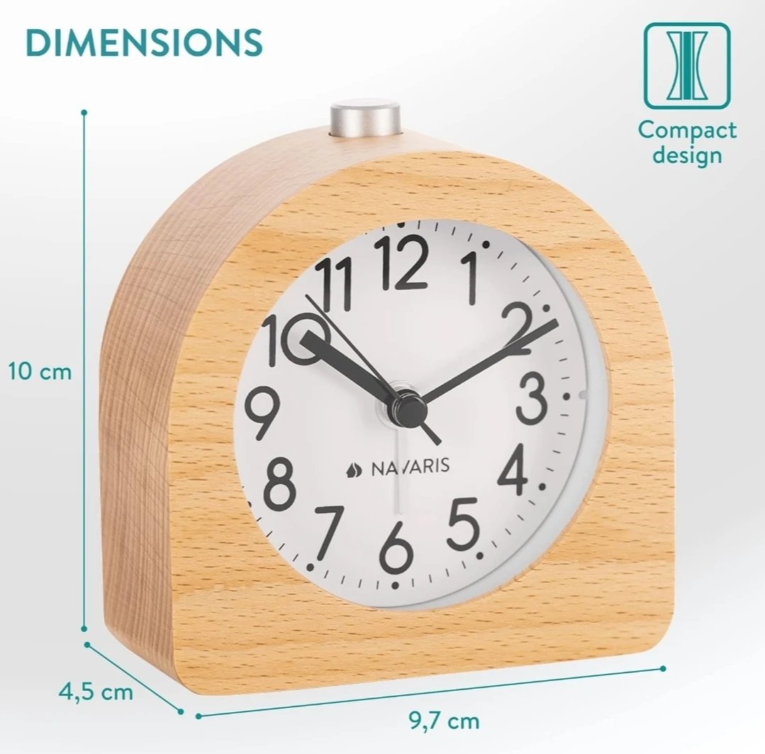 Navaris Wood Analog Alarm Clock - photo 2