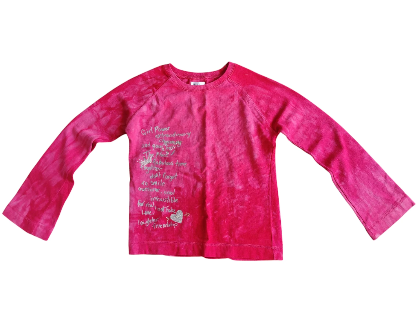The Children's Place Girls Red Tie Dye Heart Sweater XL (14)