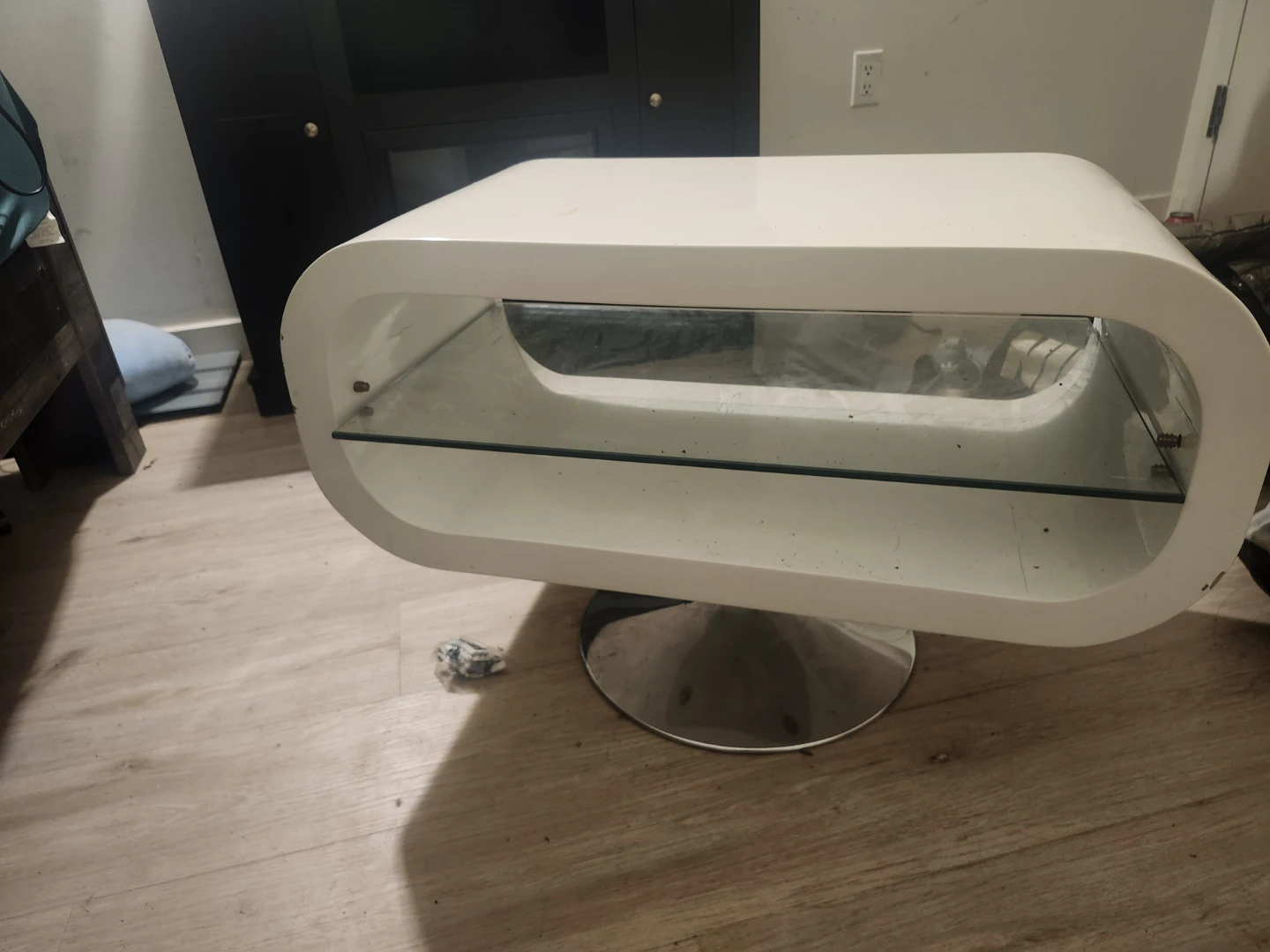 White Modern Coffee Table with Glass Shelf