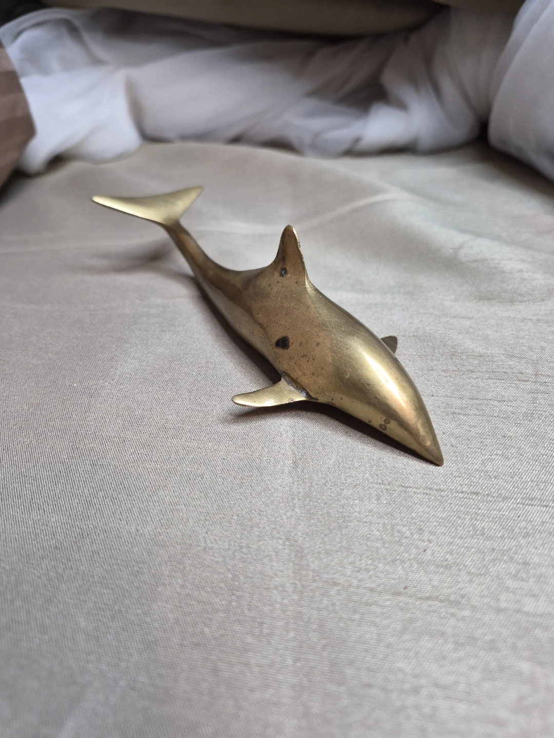 5 1/2" Vintage Solid Brass Dolphin Figurine - photo 3