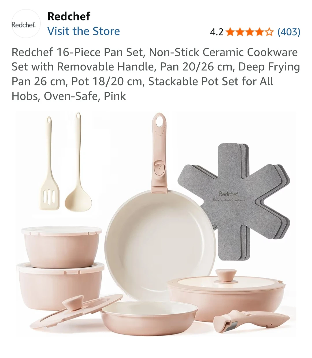 Redchef 16-Piece Non-Stick Ceramic Cookware Set