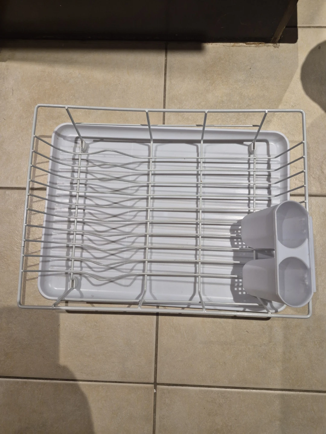 White Dish Rack with Cutlery Holder