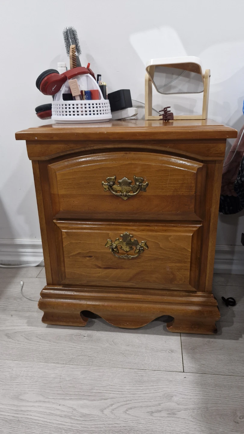 Wood 2-Drawer Nightstand