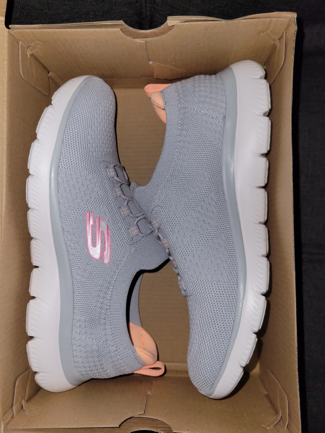 Skechers Women's Grey Knit Slip-On Sneakers