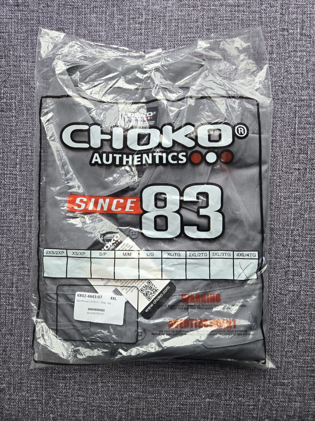 CHOCO Authentics WorkForce L/S Shirt - Gray 4XL (New)