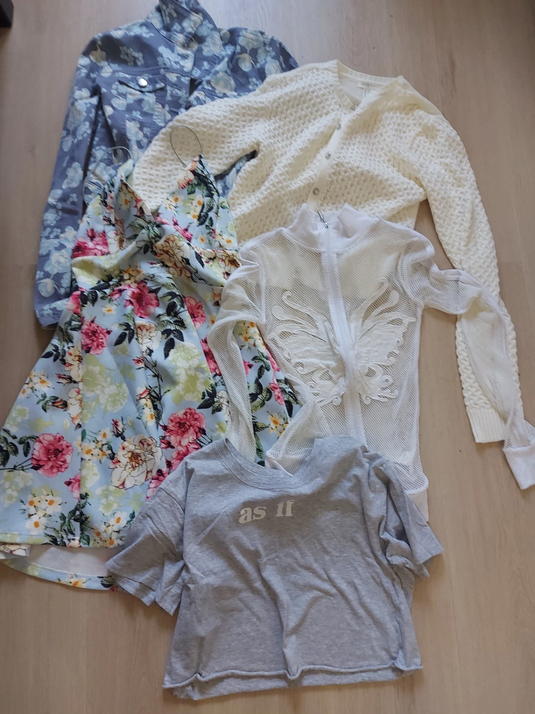 Floral Dress, Knit Cardigan, Mesh Jacket & Tee 🏆