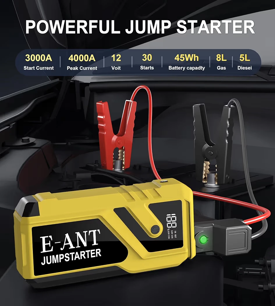 🆕️ E-ANT 3000A 12V PEAK CAR BATTERY JUMP STARTER - photo 3