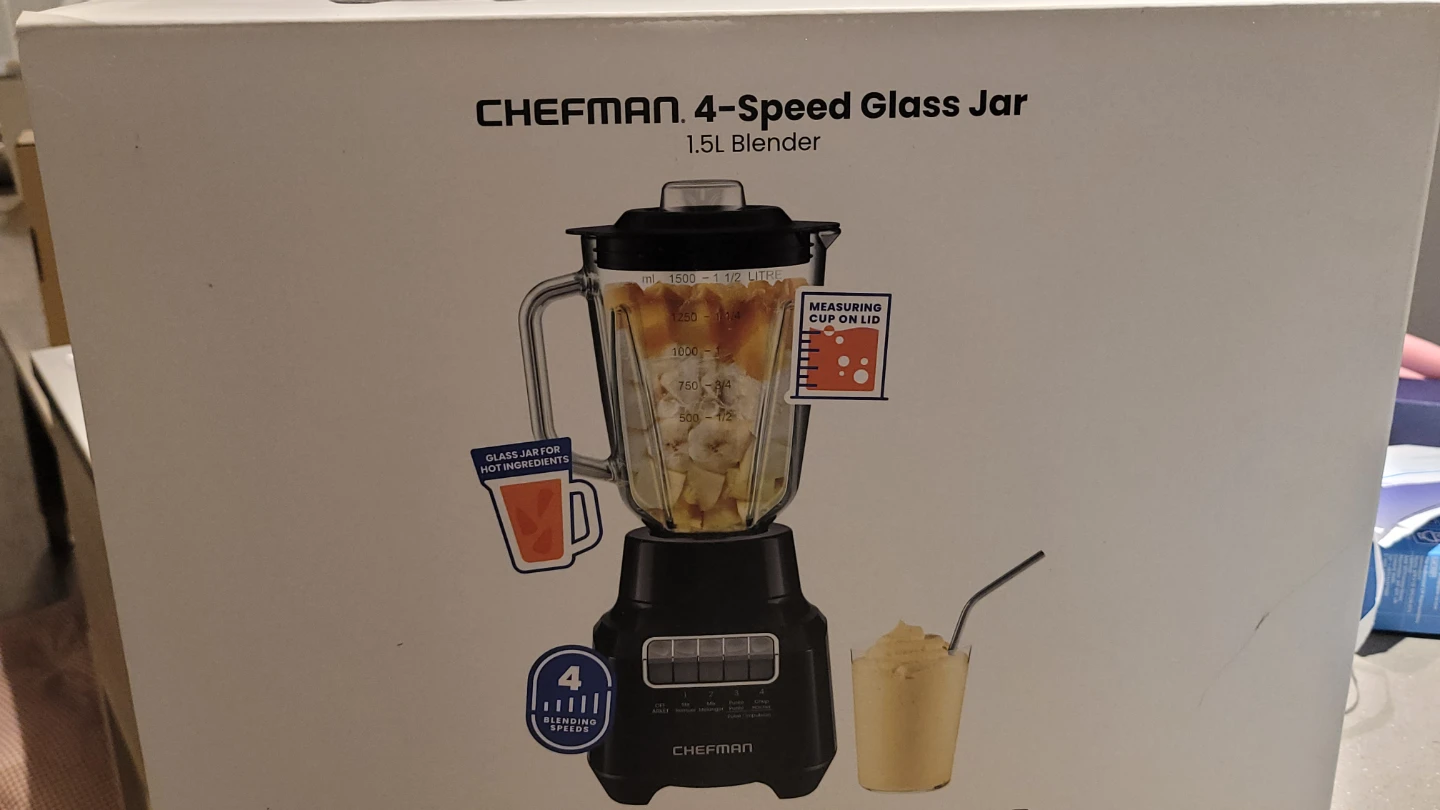 Chefman 4-Speed 1.5L Glass Jar Blender
