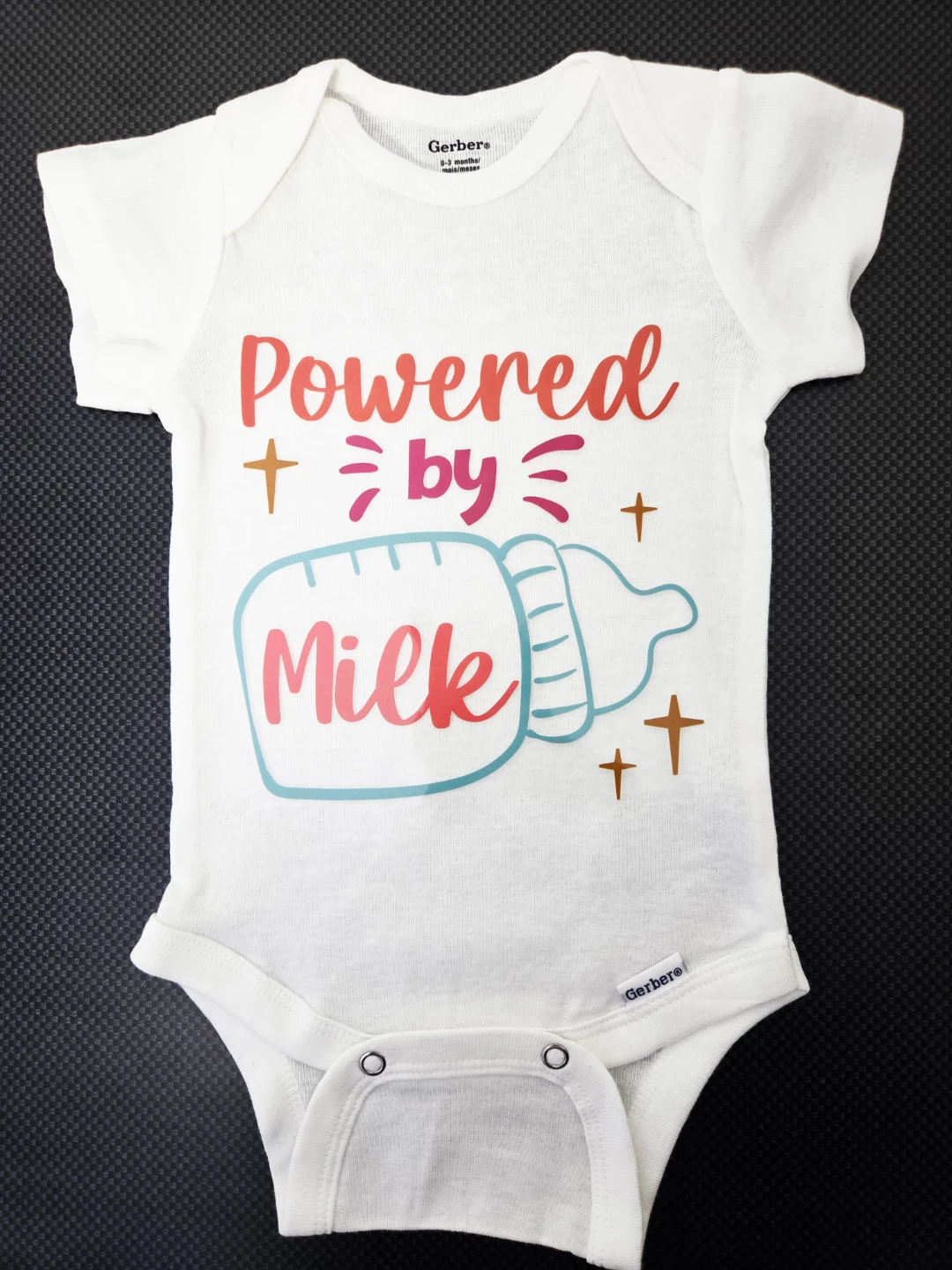 Custom 0-3 Months 'Powered by Milk' Onesie