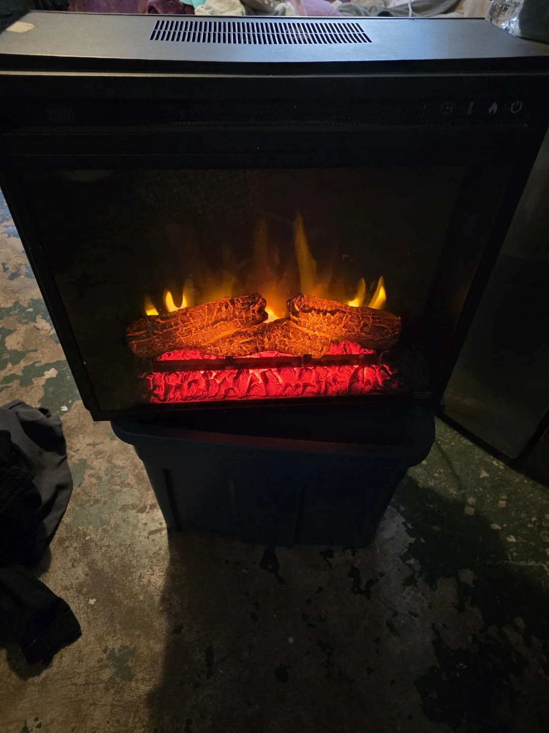 Black Electric Fireplace with Flame Effect