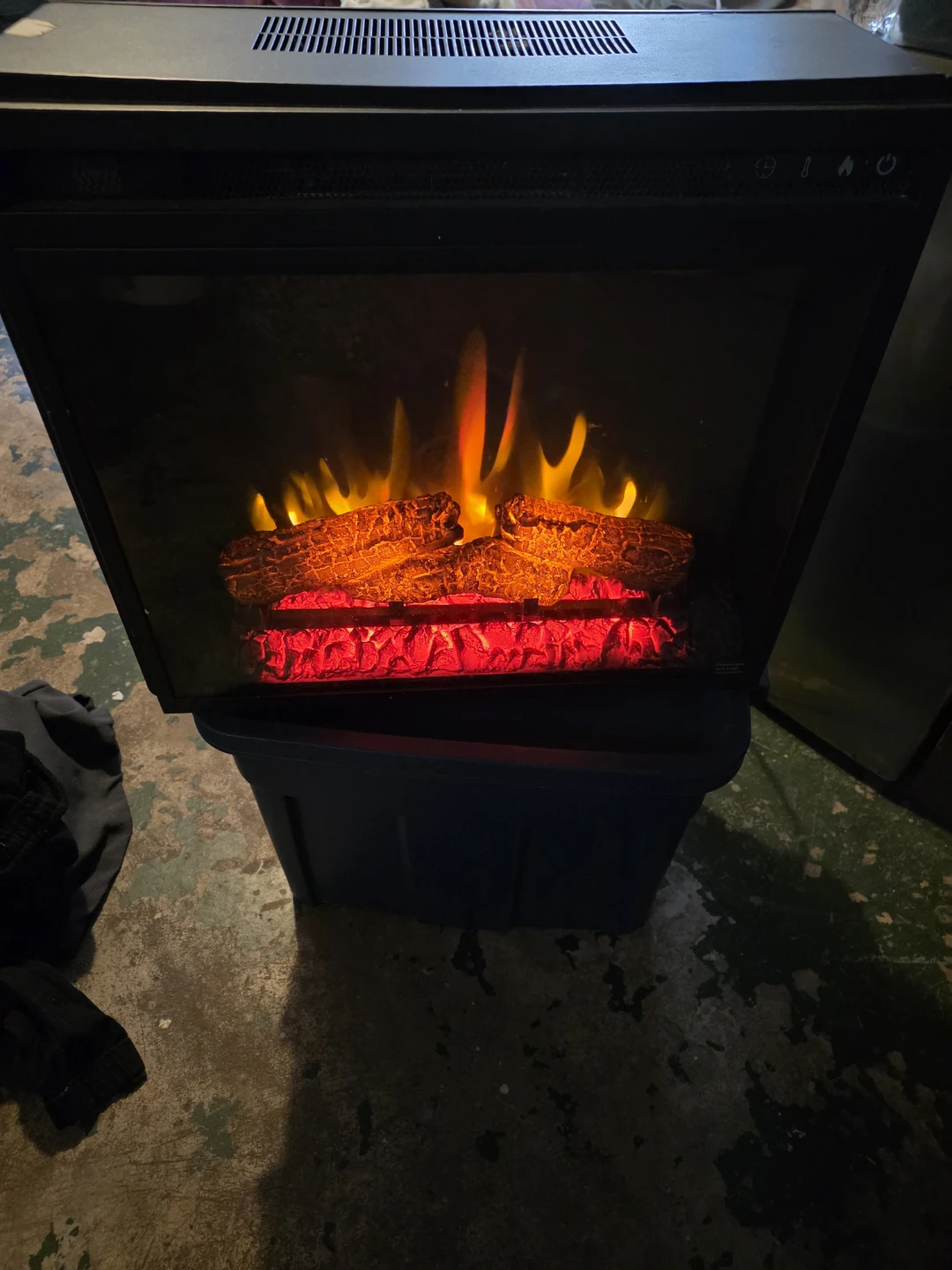Black Electric Fireplace with Flame Effect - photo 3
