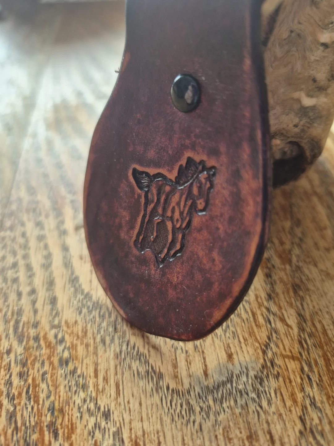 Leather Keychain with Horse Design - photo 2