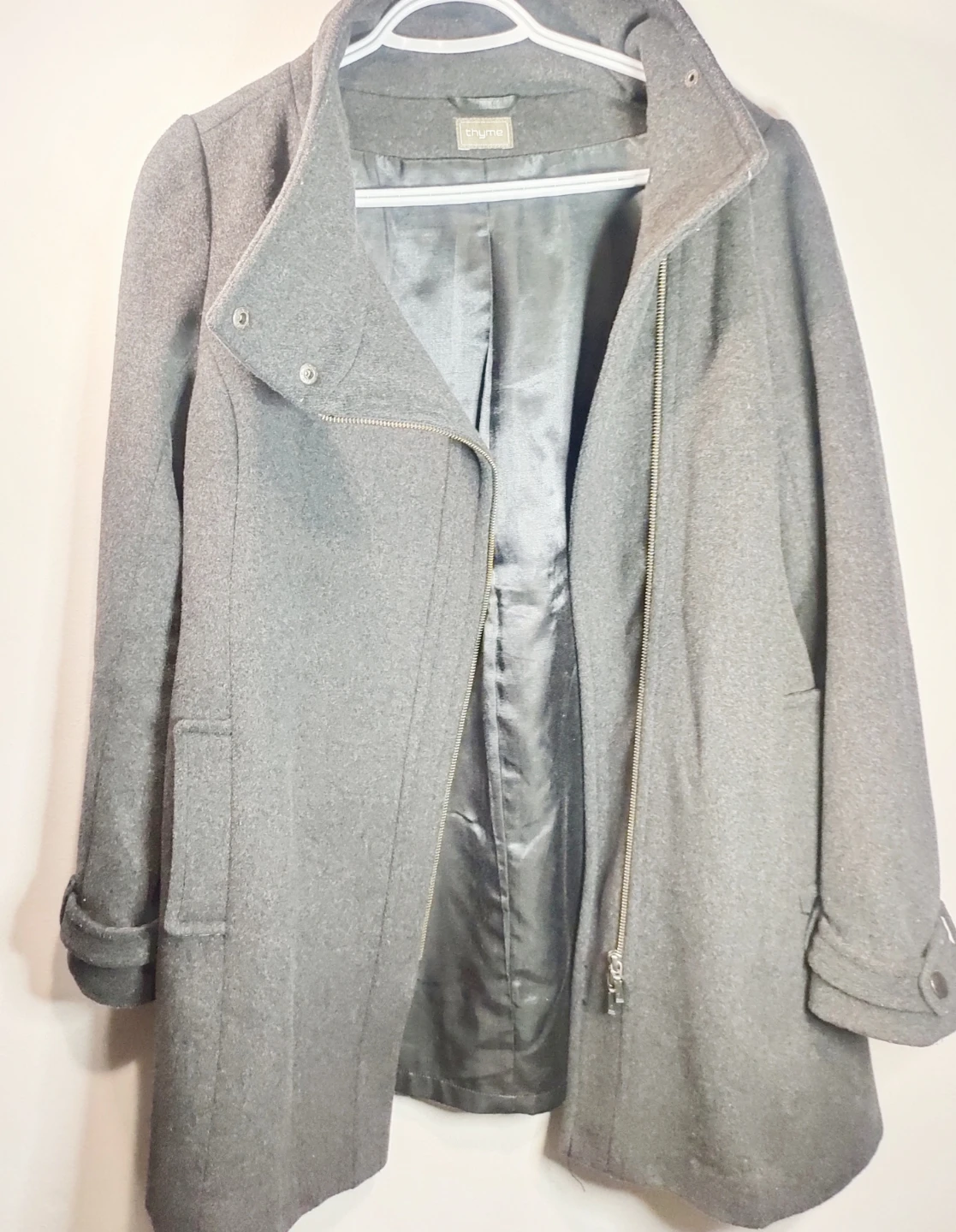 Thyme Grey Wool Blend Coat