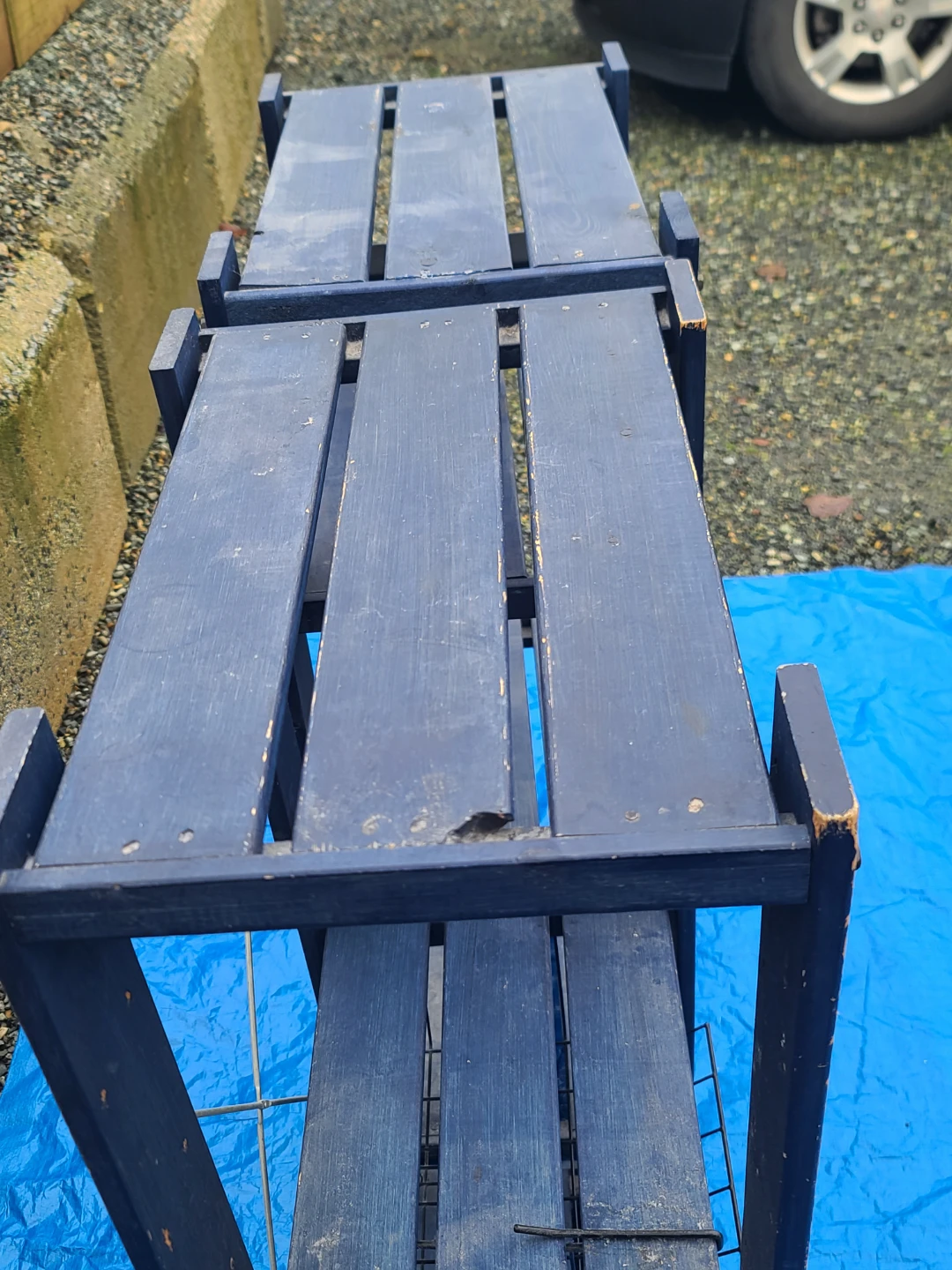 Blue Wooden Tiered Shelf Unit - photo 3