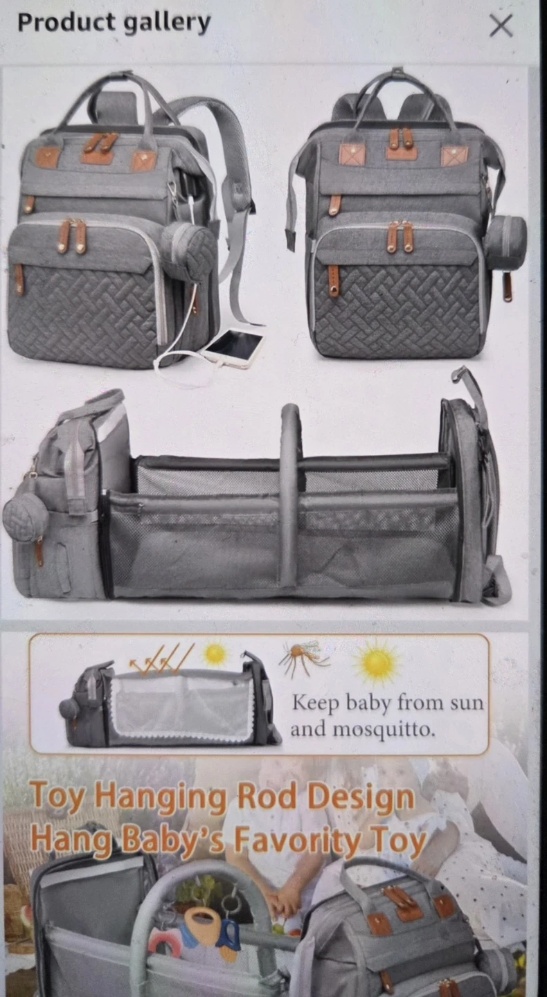 New Gray Diaper Bag Backpack with Bassinet - photo 4