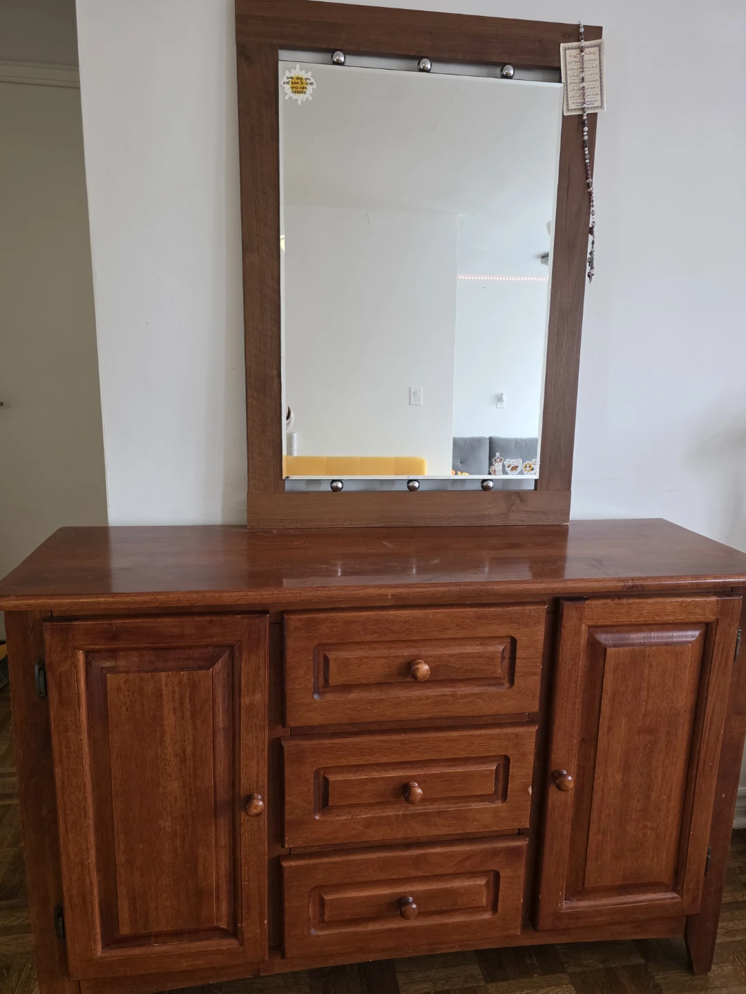 Wooden Dresser with Mirror