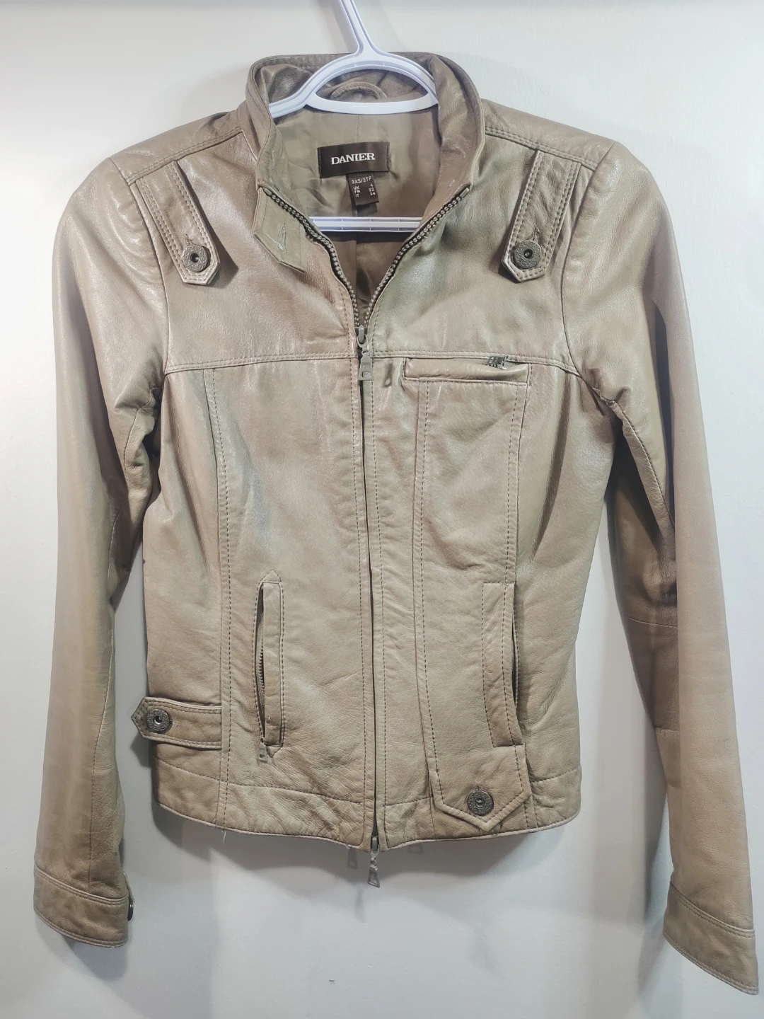 DANIERTaupe Leather Jacket