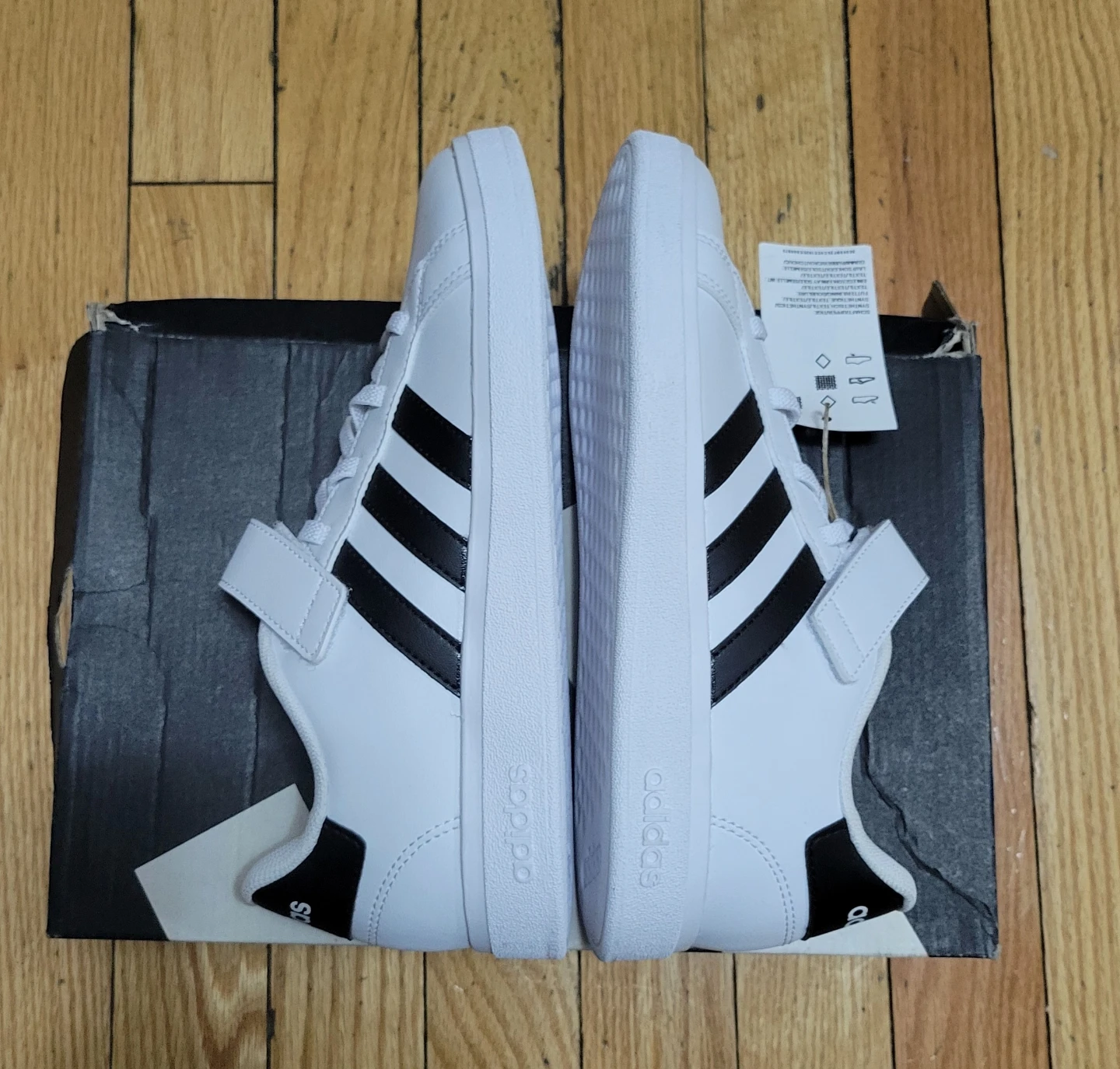 New Adidas Grand Court 2.0 EL White/Black Size 3 - photo 2