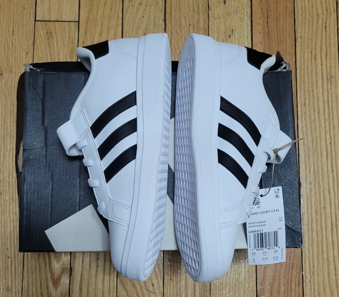 New Adidas Grand Court 2.0 EL White/Black Size 3 - photo 3