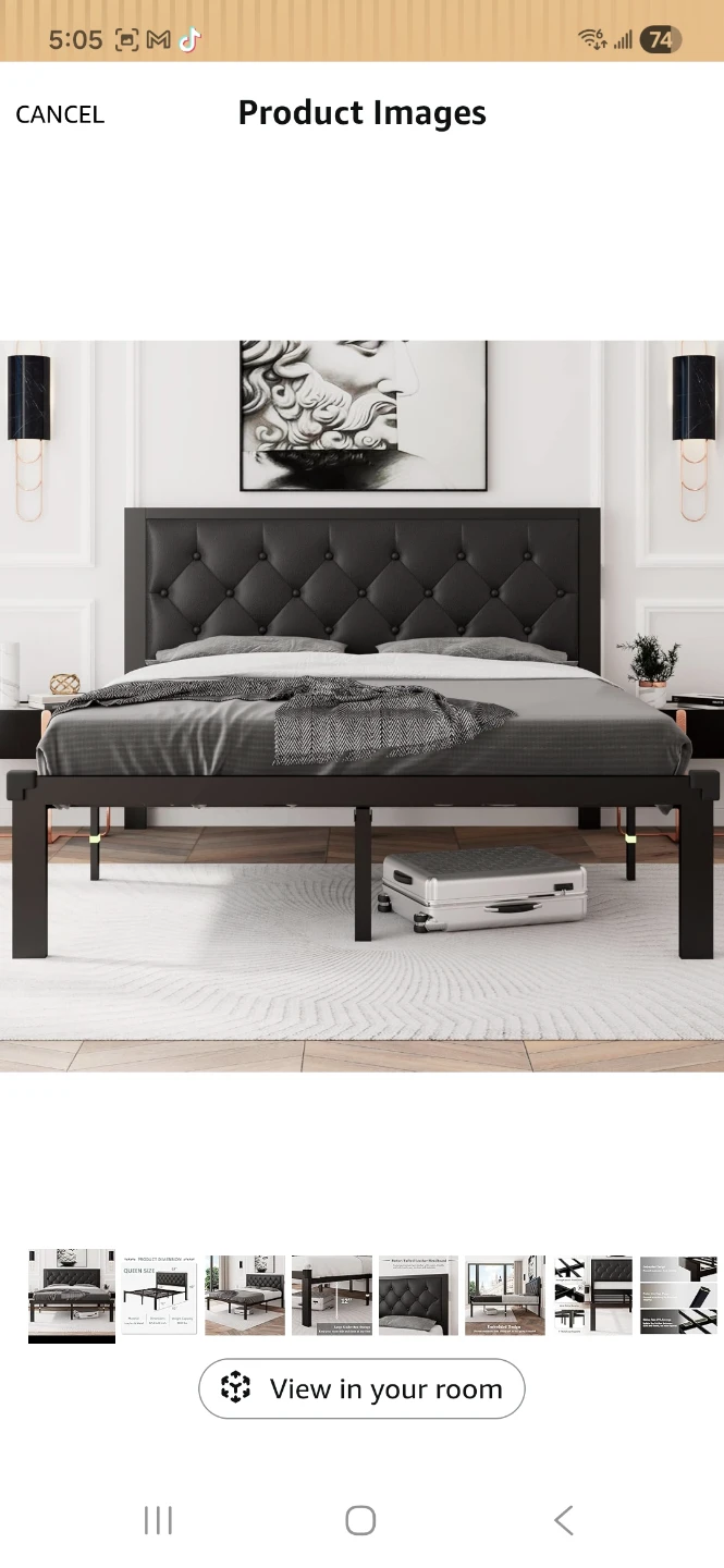 Queen Size Leather & Metal Bed Frame - photo 2