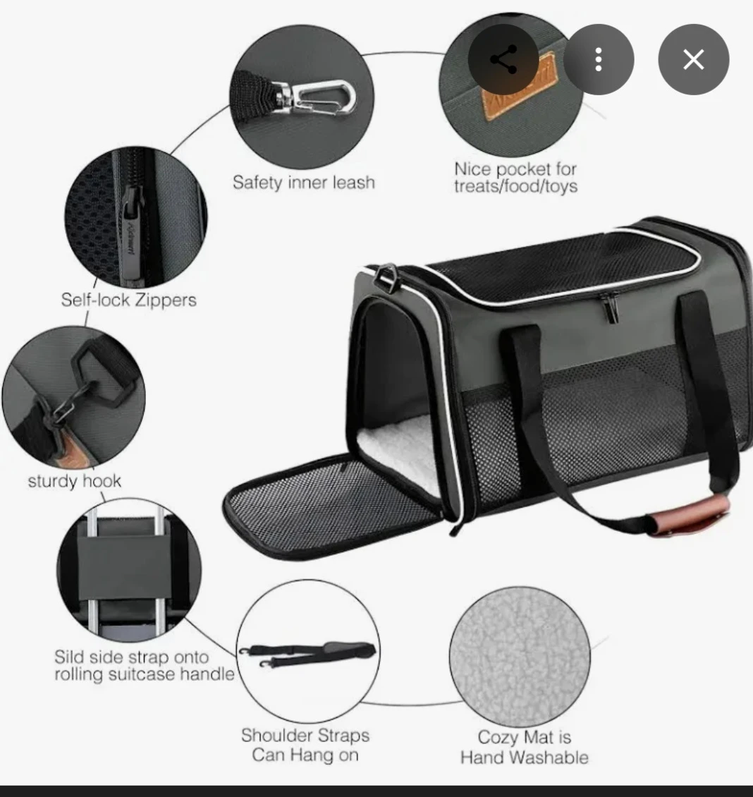 Akinerri- Airline Approved Pet Carrier - Black - photo 5