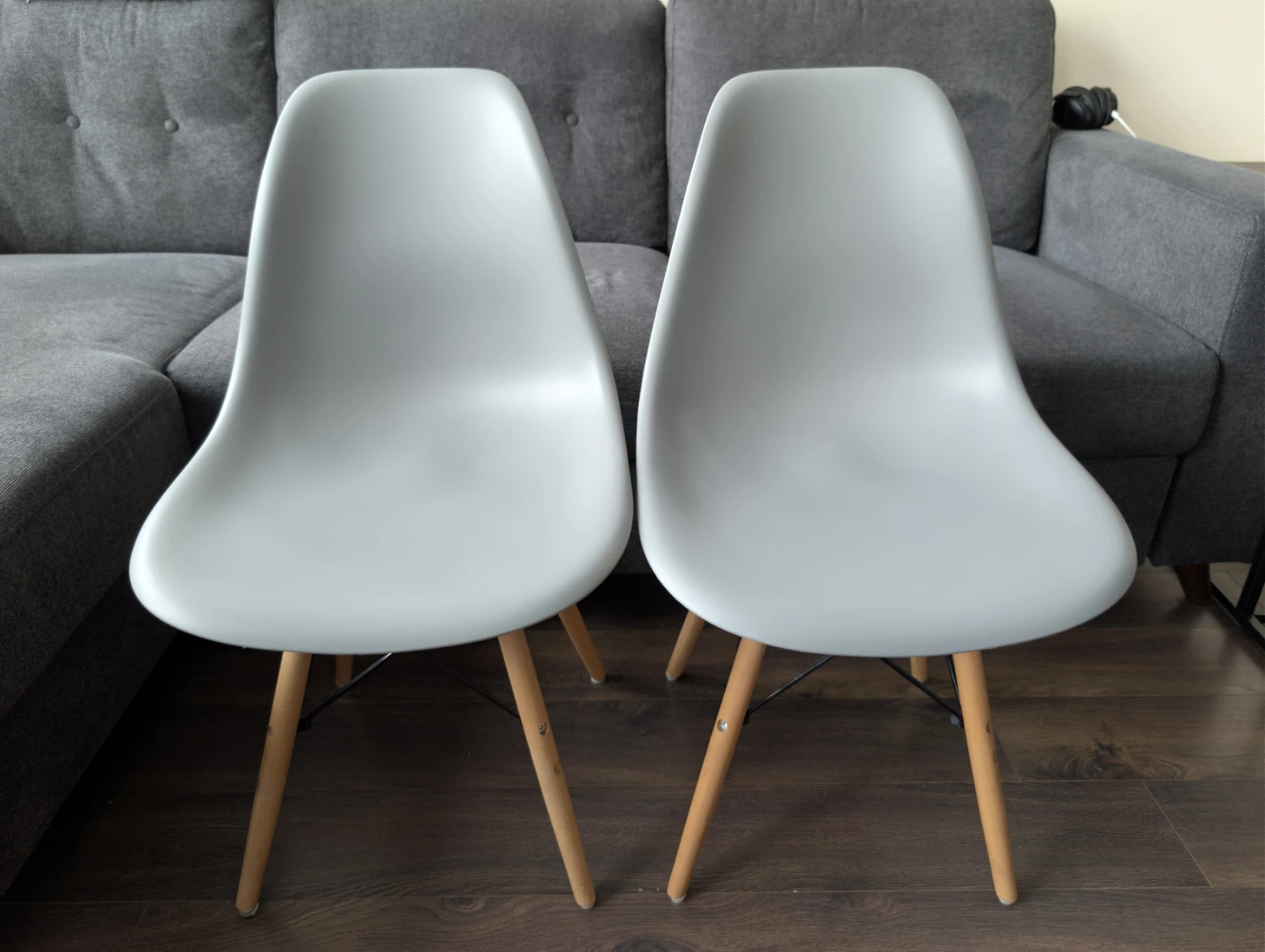 Grey Chairs with Wooden Legs - Set of 2 or 4