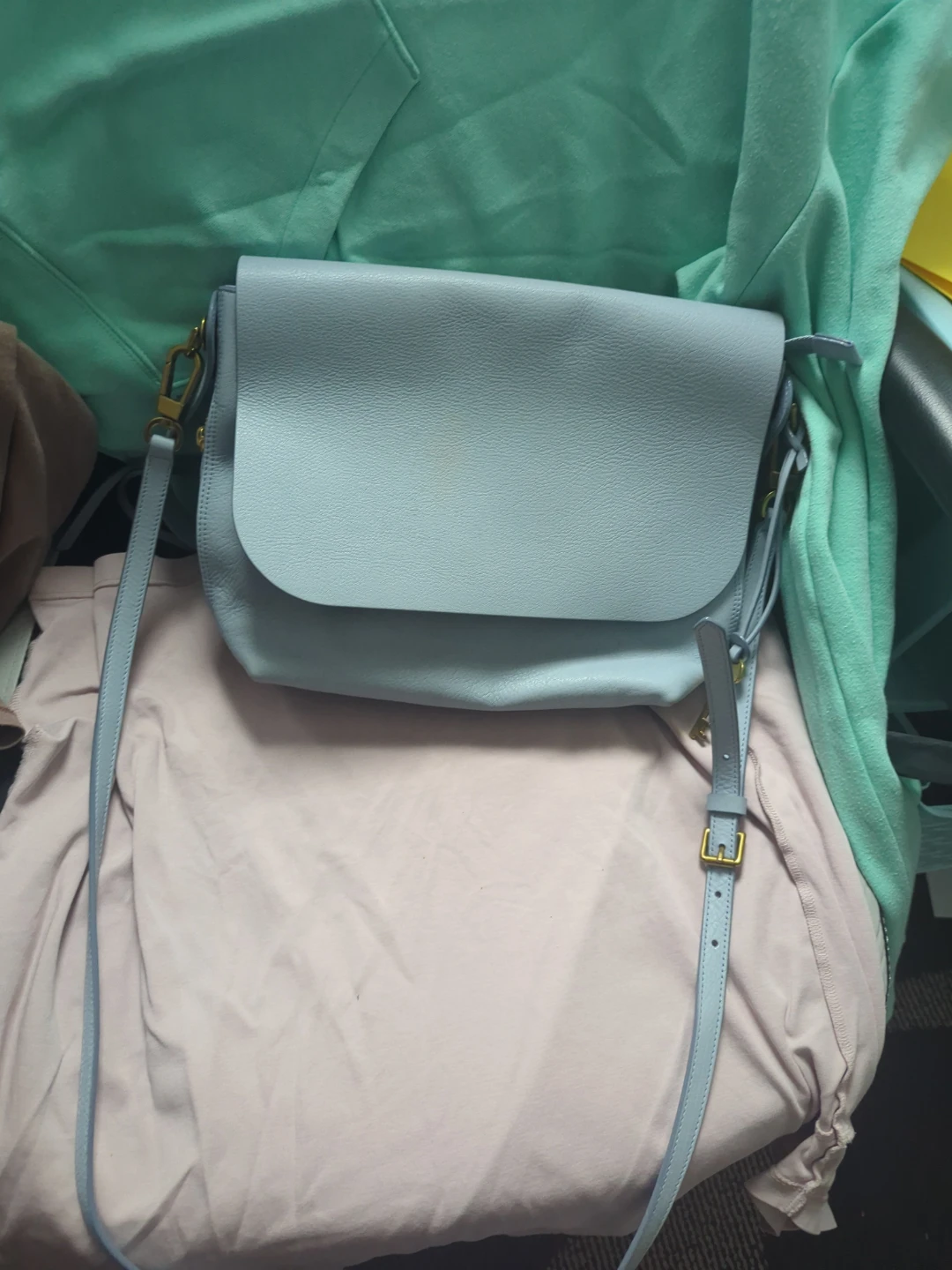 Fossil Blue Leather Crossbody Bag