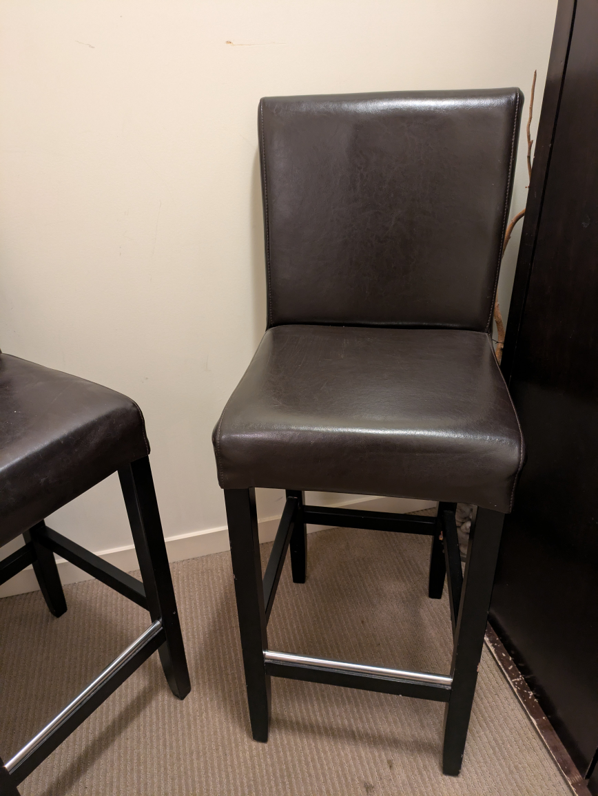 Dark Brown Faux Leather Bar Stool - photo 2