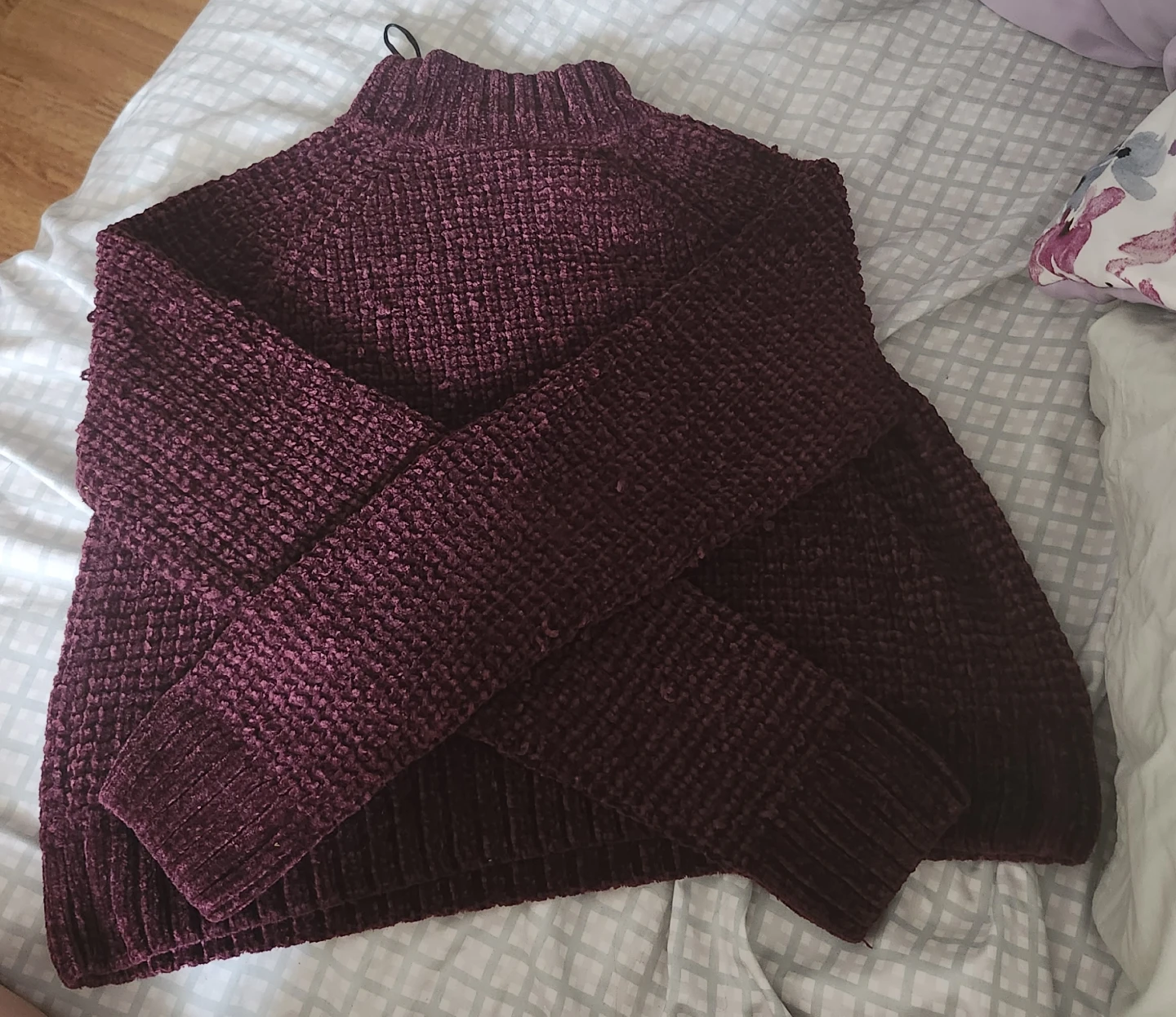 Maroon Velour Mock Neck Sweater