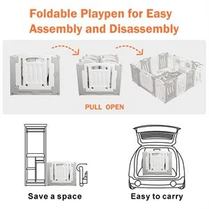 Gupamiga® Plastic Play Yard - Grey/White - photo 3