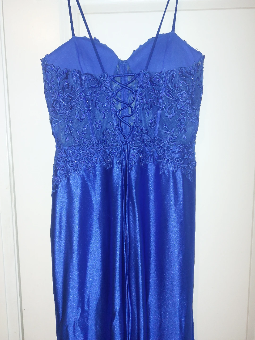 Royal Blue Lace Corset Prom Dress - photo 2