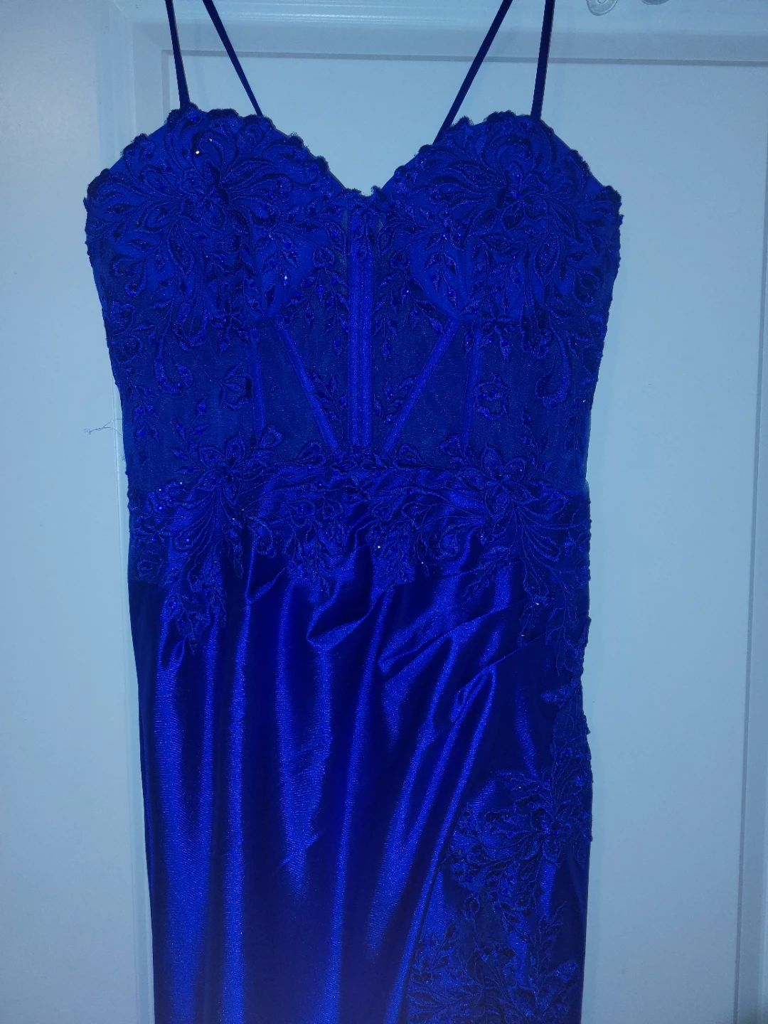 Royal Blue Lace Corset Prom Dress - photo 3