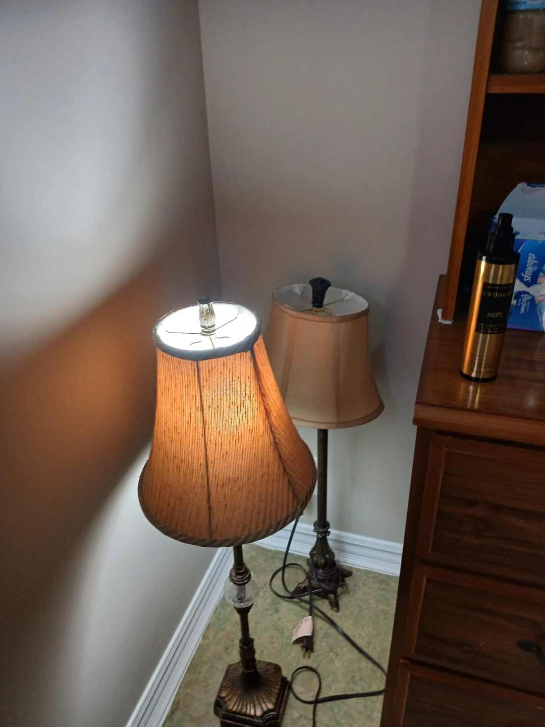 Table Lamp - Beige Shade, Bronze Base
