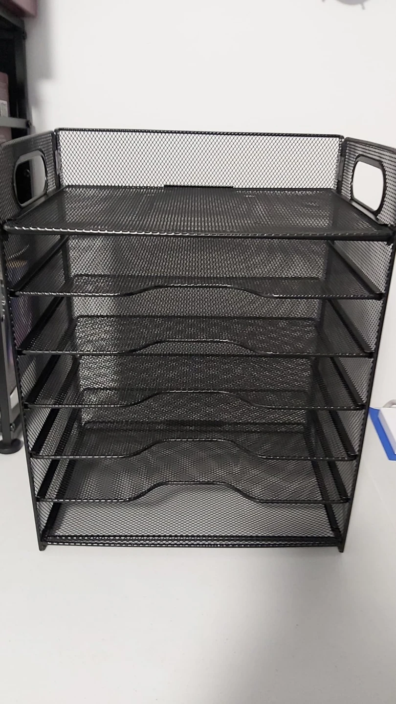 Black Mesh Desk Organizer with 7 Tiers