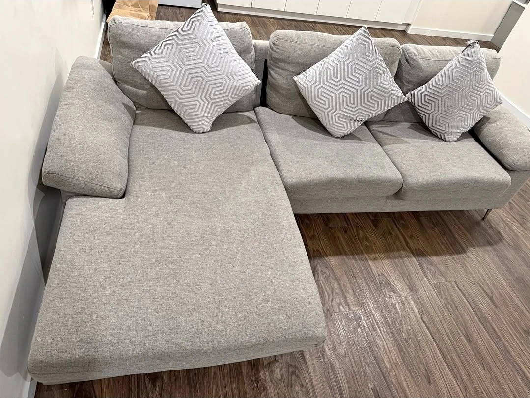 Grey Sectional Sofa with Pillows - photo 3