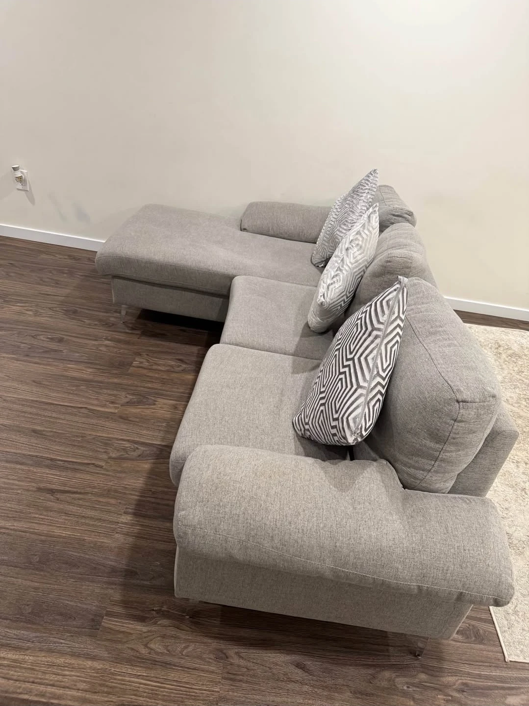 Grey Sectional Sofa with Pillows - photo 4