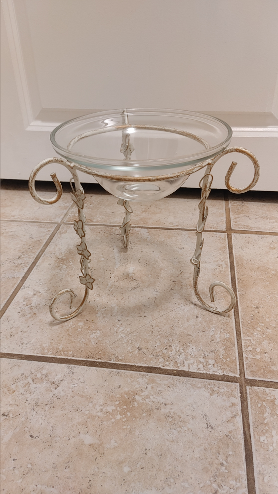 Glass Bowl with Metal Stand