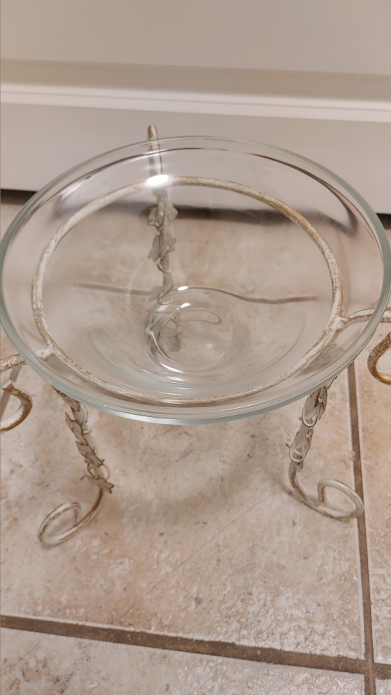 Glass Bowl with Metal Stand - photo 2
