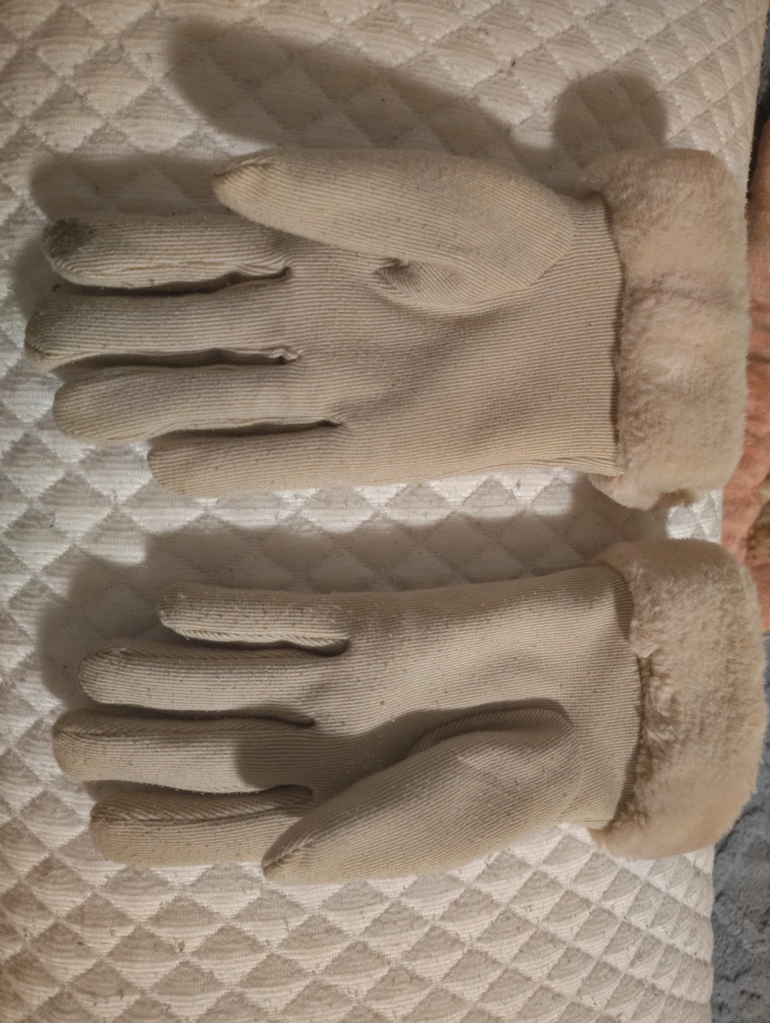 Cream Gloves with Fur Cuff