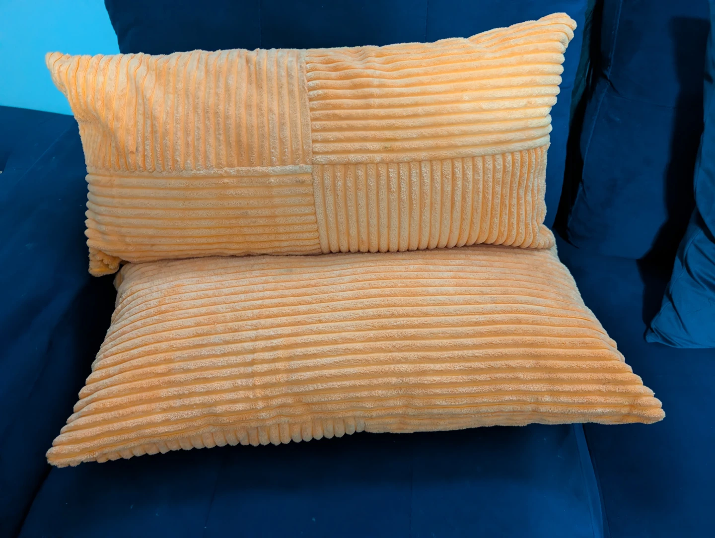 Corduroy Throw Pillows - Green & Orange (8 cushions) - photo 2