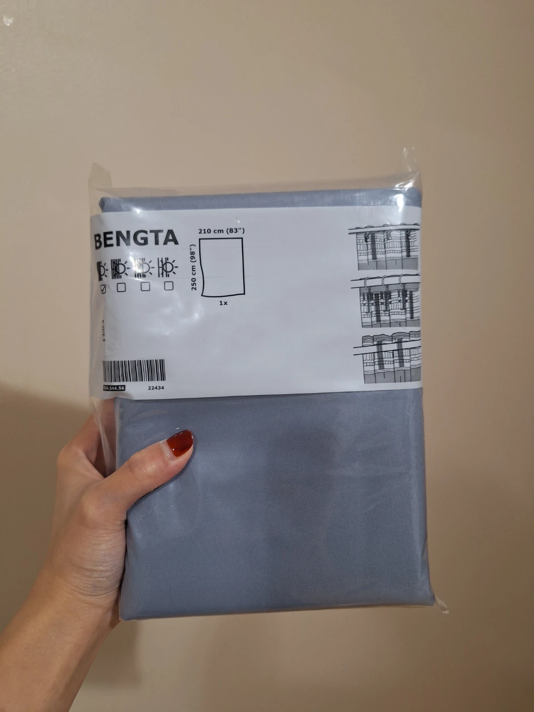 IKEA Bengta Curtain, Grey, 210x250 cm (83x98") New