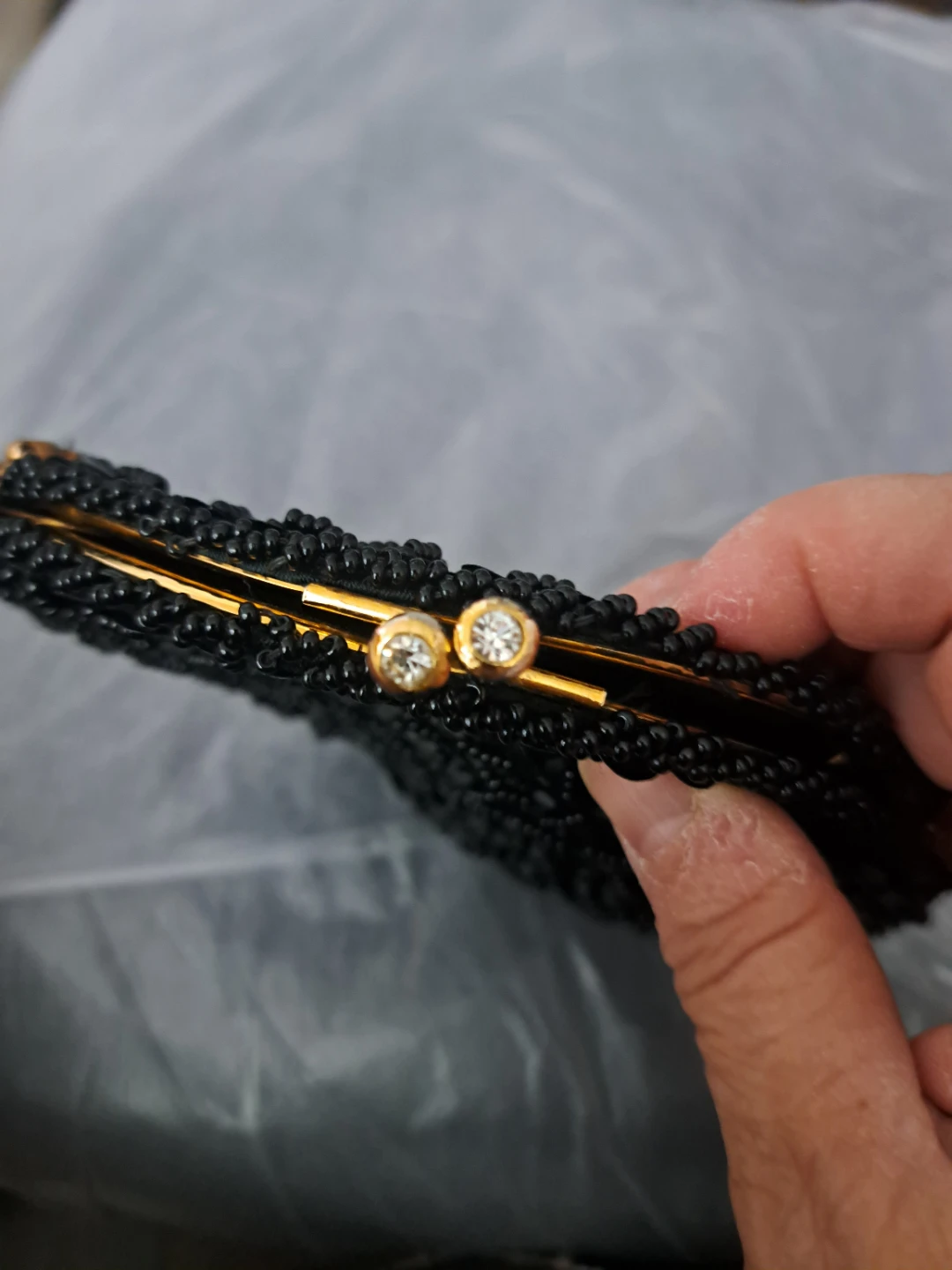 Vintage Black Beaded and Sequins evening Clutch Purse - photo 3