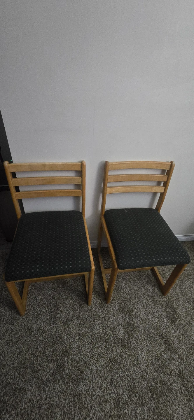 Pair of Wooden Chairs with Padded Seats