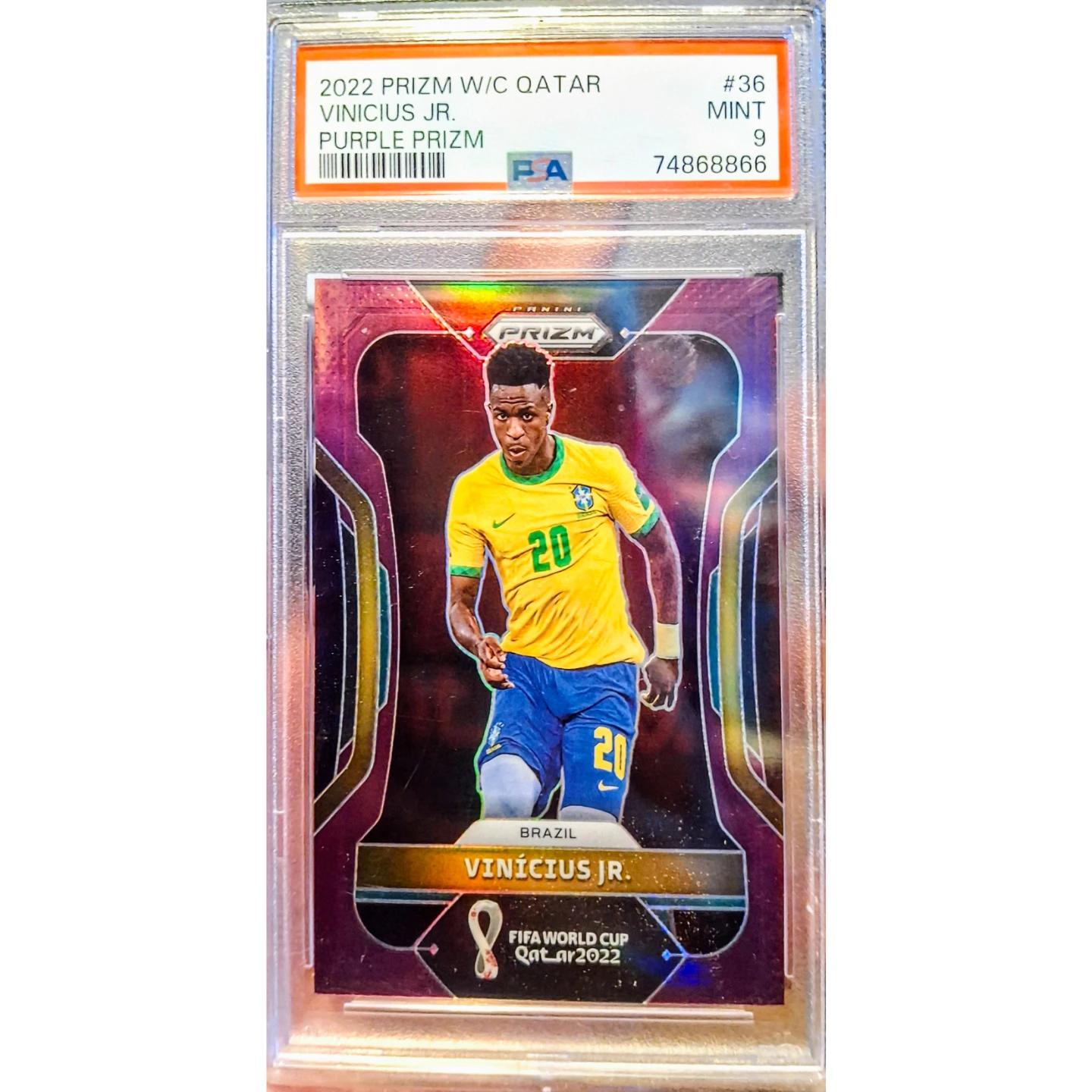 2022 Panini Prizm FIFA World Cup Qatar Vinícius Jr. Purple Prizm