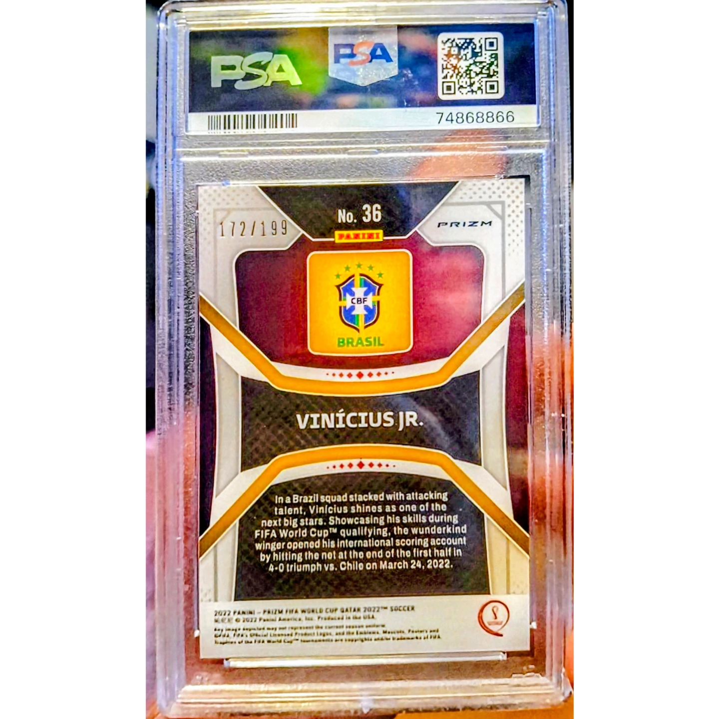 2022 Panini Prizm FIFA World Cup Qatar Vinícius Jr. Purple Prizm - photo 2