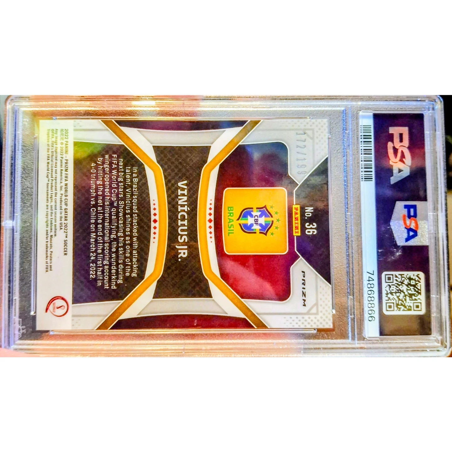 2022 Panini Prizm FIFA World Cup Qatar Vinícius Jr. Purple Prizm - photo 4