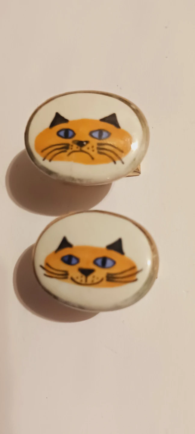 VICTORIA FLEMMING Designer Signed Cat Face Cufflinks - photo 2
