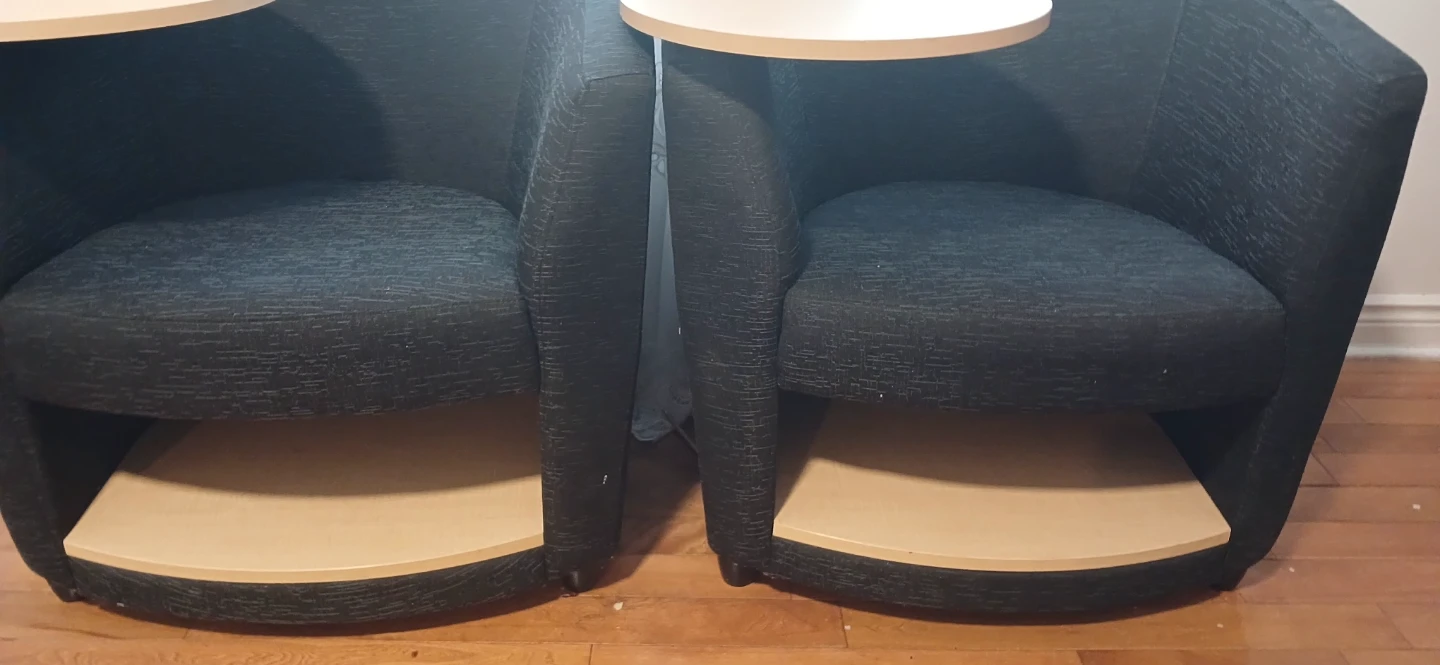 Black Armchairs with Wooden Writing Tablet (Set of 2) - photo 2