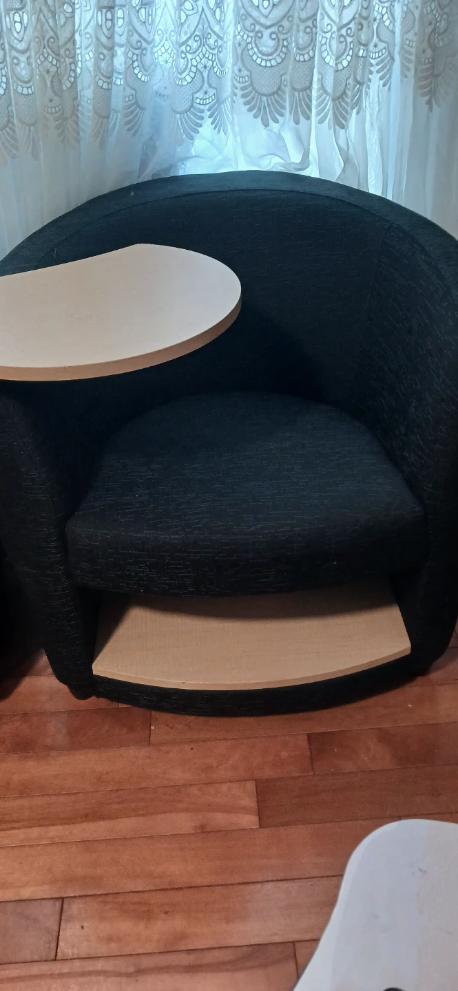 Black Armchairs with Wooden Writing Tablet (Set of 2) - photo 5
