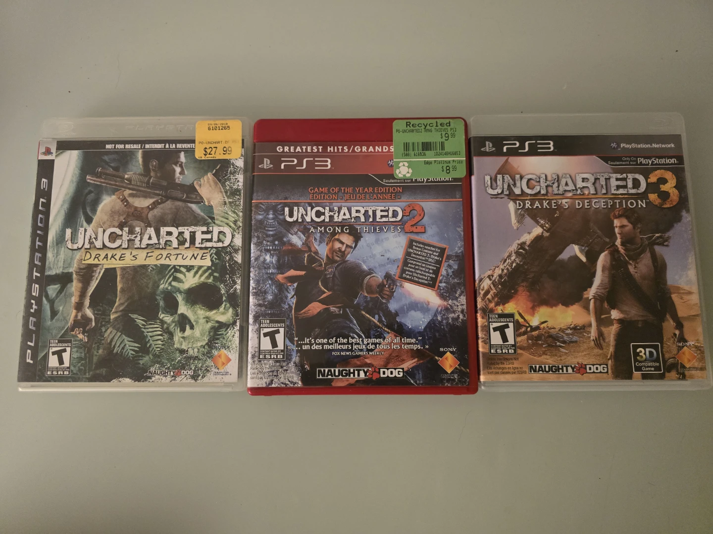 Uncharted PS3 Games - Drake's Fortune, Among Thieves, Deception